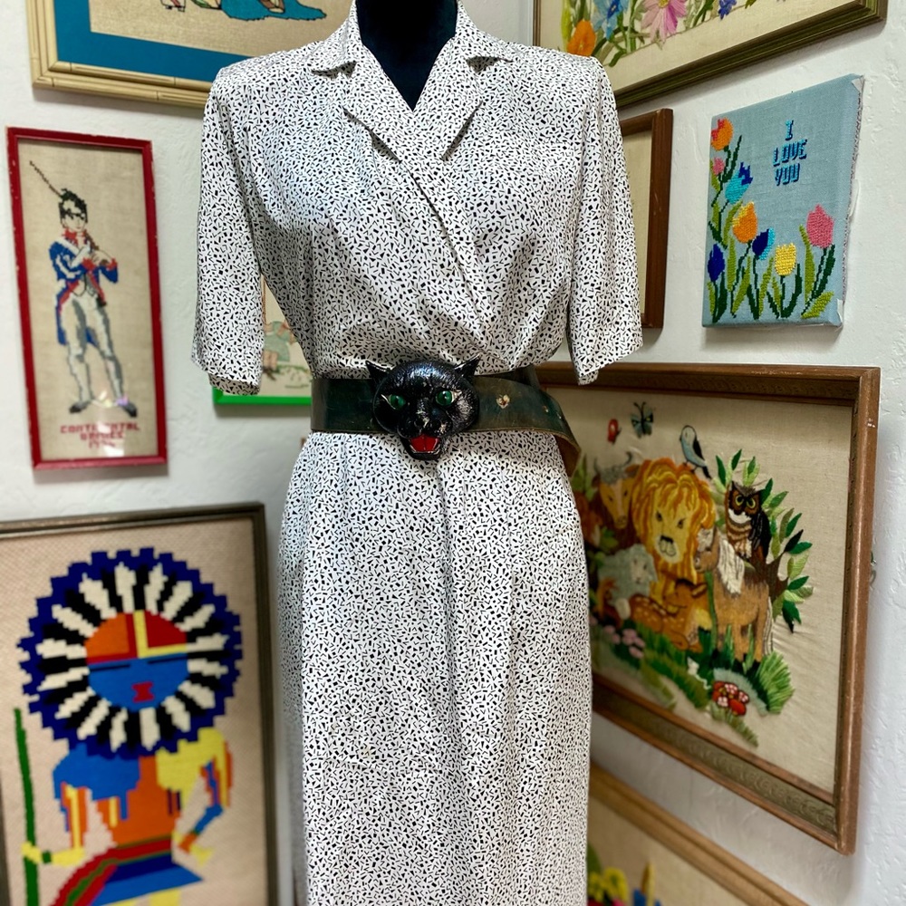 Liz Claiborne White and Black Polka Dot Dress